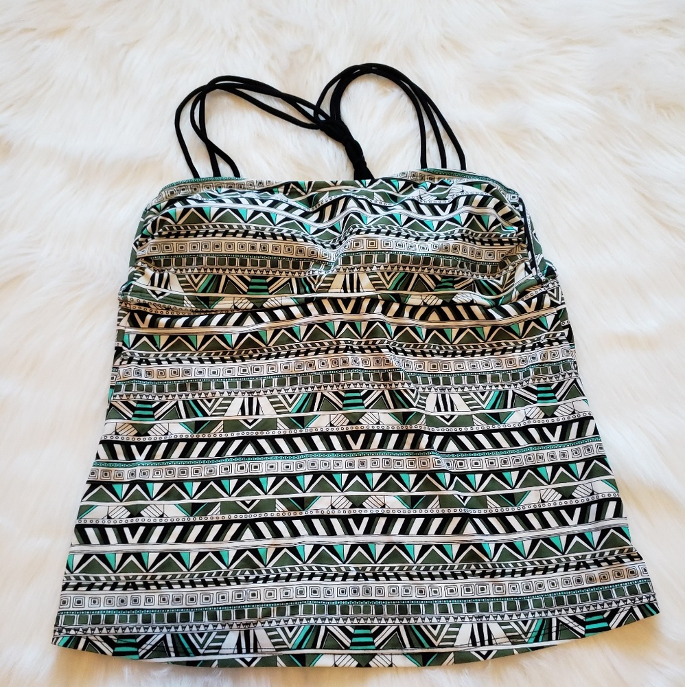 SO Black White Turquoise Teal Tankini Swimsuit